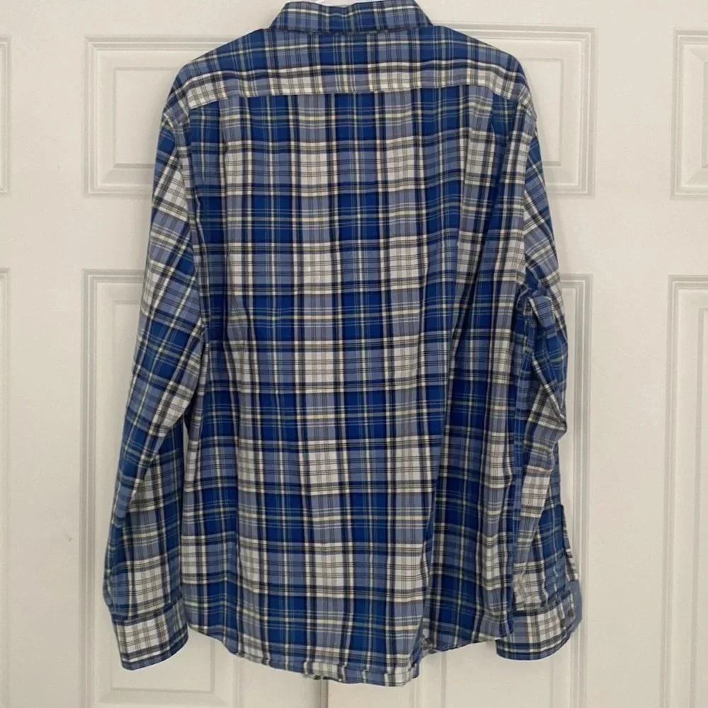 Nautica plaid button down shirt size XL blue long sleeve preppy shirt